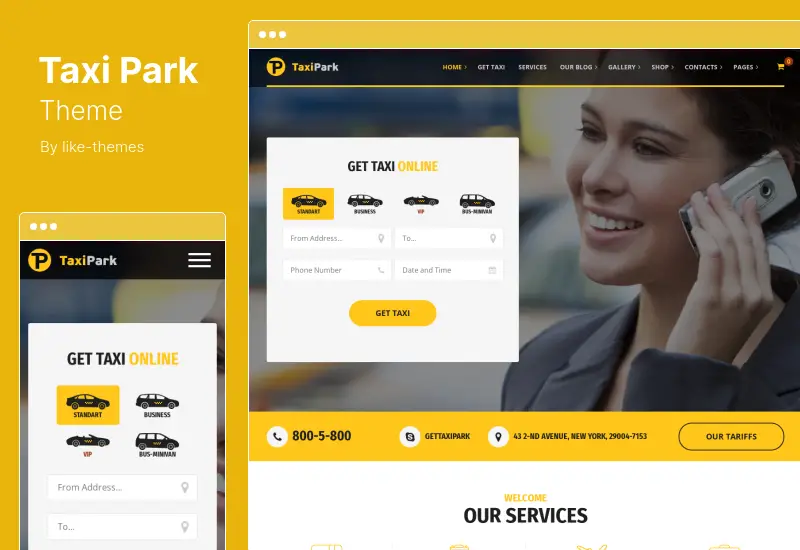 TaxiPark Theme - Taxi Cab Service Company WordPress Theme