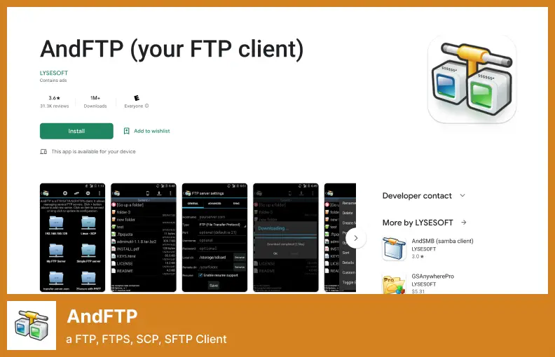 AndFTP - a FTP, FTPS, SCP, SFTP Client