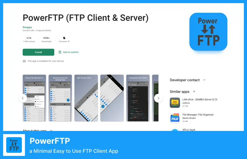 PowerFTP - a Minimal Easy to Use FTP Client App