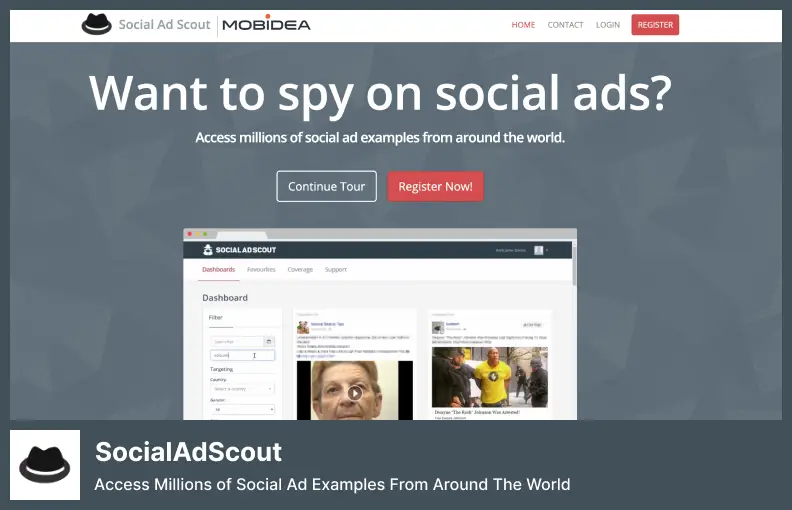 SocialAdScout - Access Millions of Social Ad Examples From Around The World