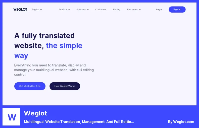 Weglot Plugin - Multilingual Website Translation, Management, and Full Editing