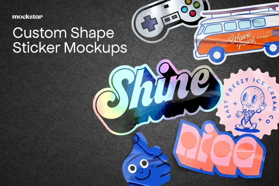 Custom Shape Sticker Mockup - 