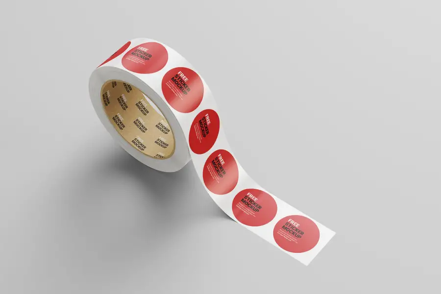 round roll sticker mockup - 