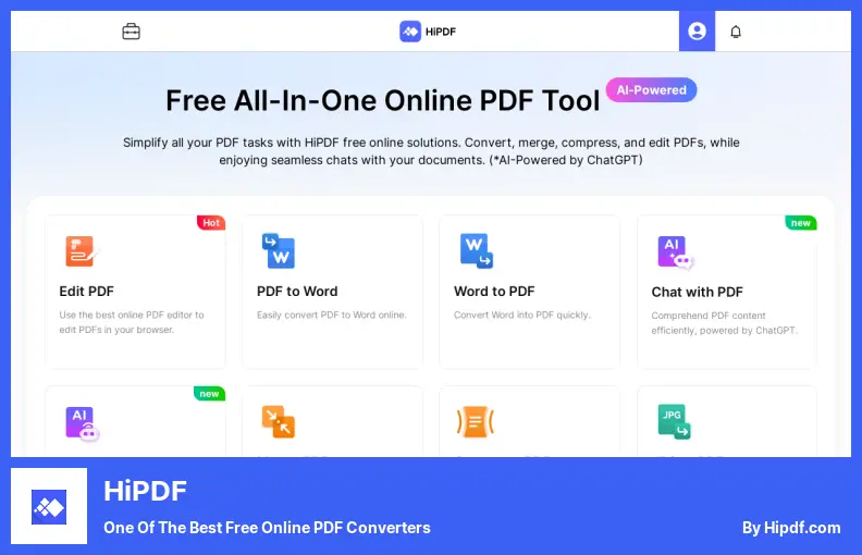HiPDF - One of The Best Free Online PDF Converters