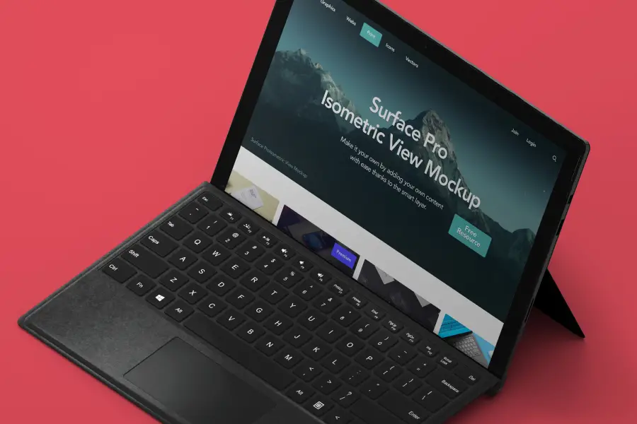 Perspective Psd Surface Pro Mockup - 