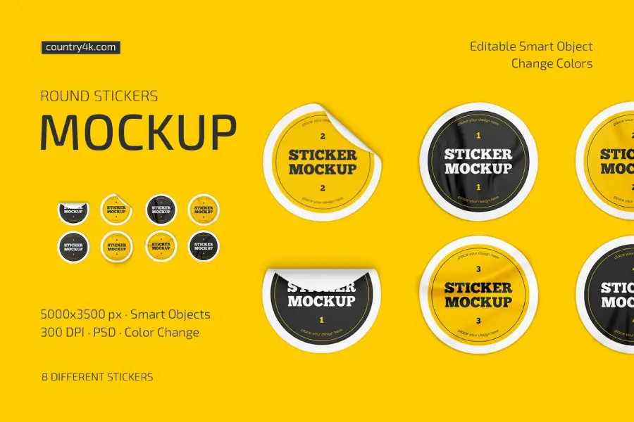 Round Stickers Mockup Set - 