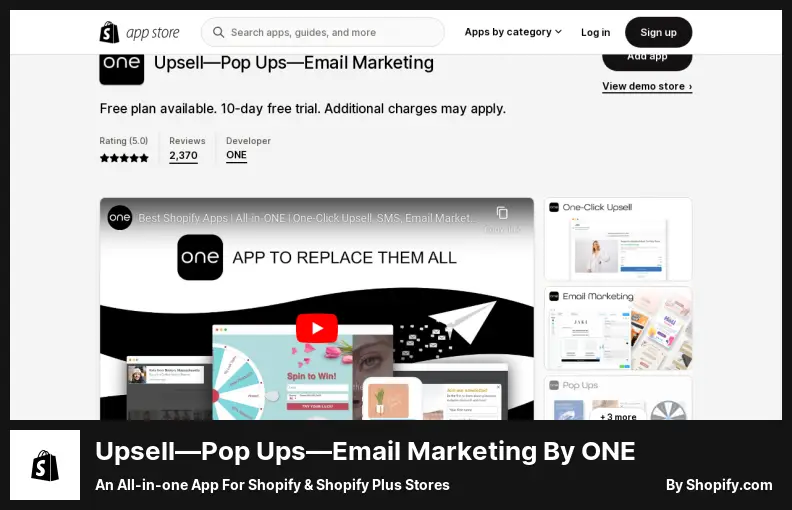 Upsell—Pop Ups—Email Marketing by ONE - an All-in-one App for Shopify & Shopify Plus Stores