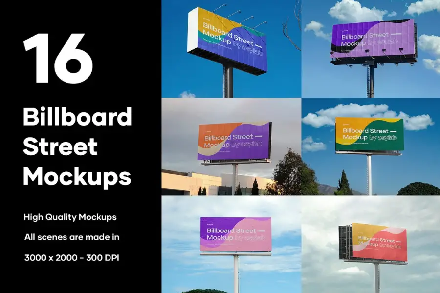 16 Billboard Street Mockups - PSD - 