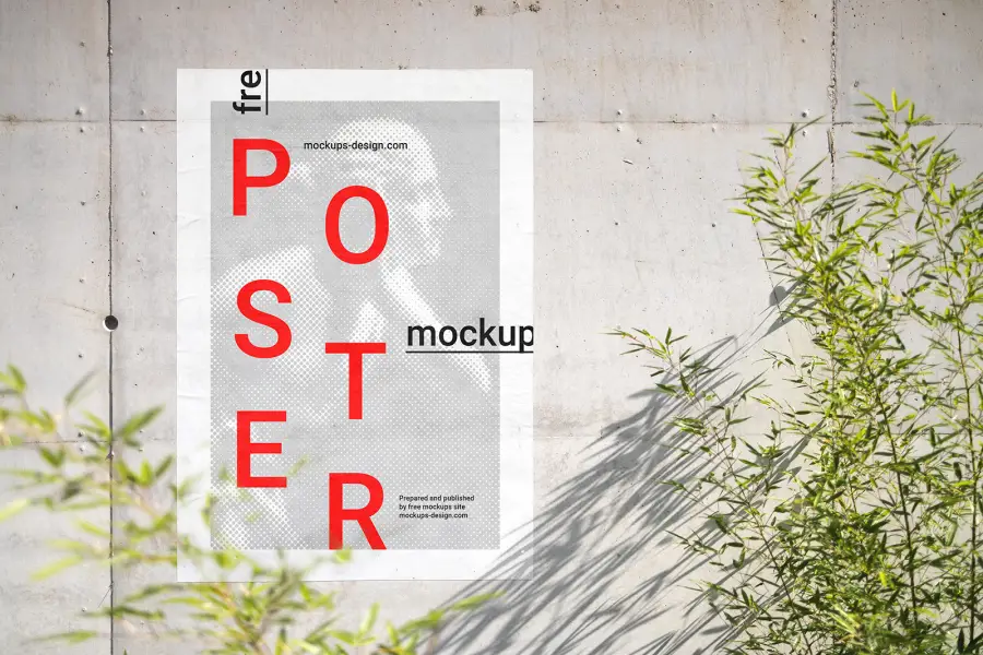 Poster on concrete wall mockup - 