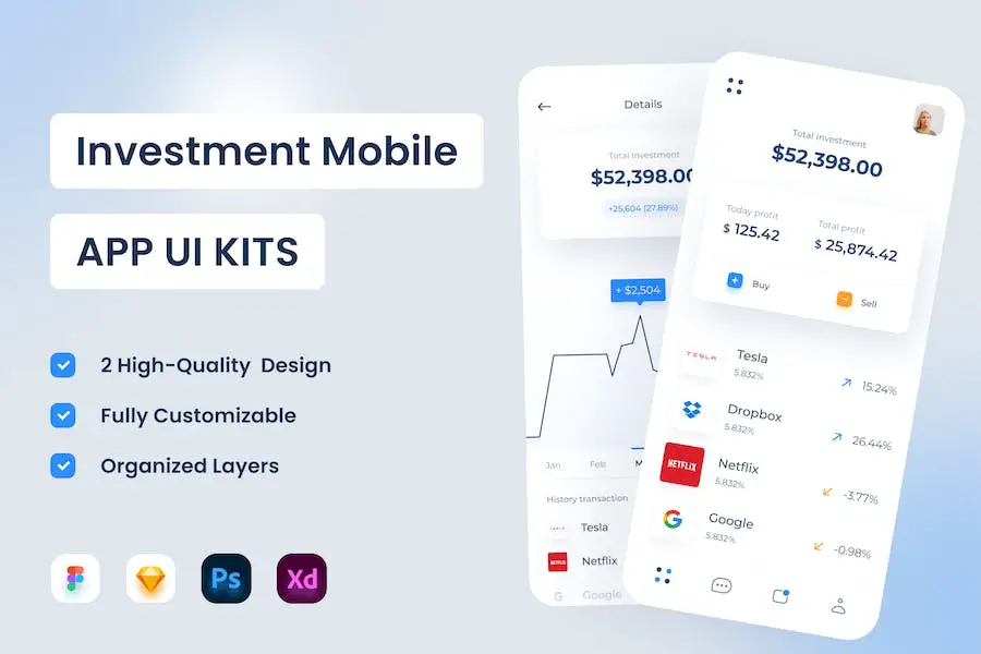 Investment Mobile App UI Template - 