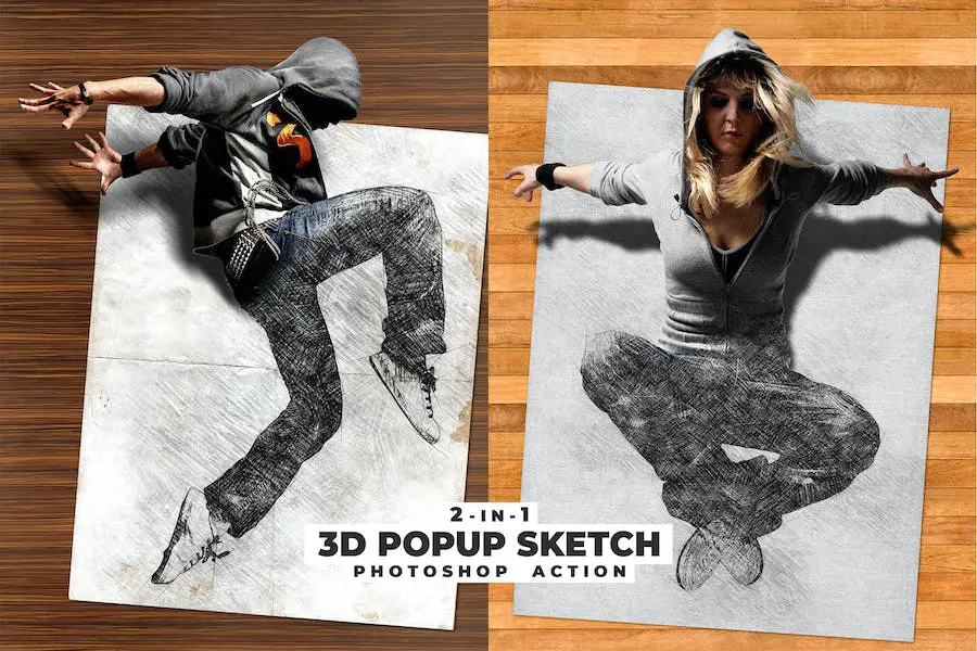 3D Popup Sketch Photoshop Action - 