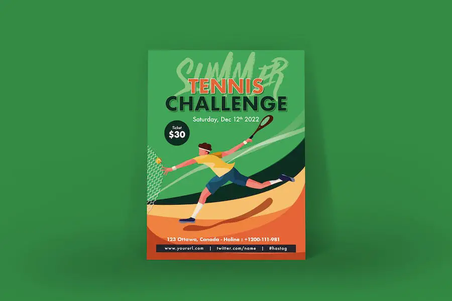 Tennis Challenge Poster Illustrator Template - 