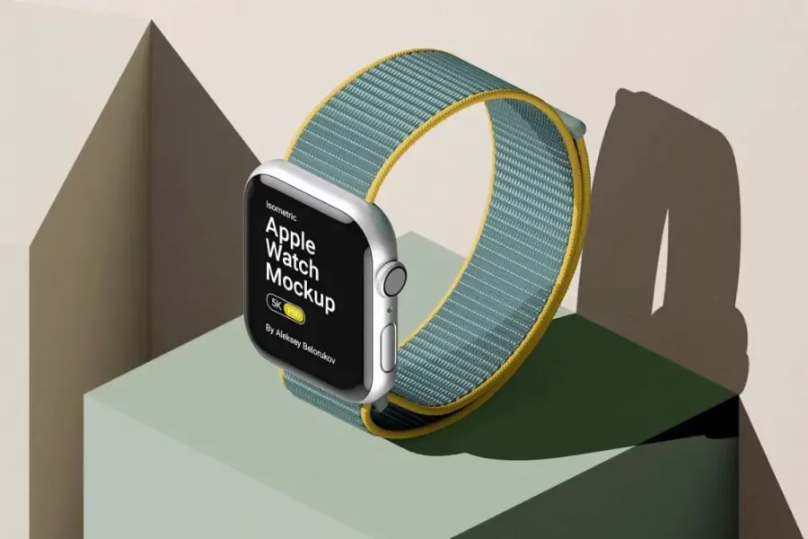 Free Apple Watch Mockup Isometric Scene - 
