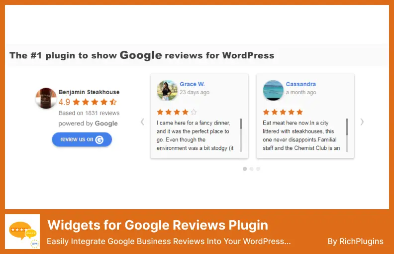 Widgets for Google Reviews Plugin - Easily Integrate Google Business Reviews Into Your WordPress Website