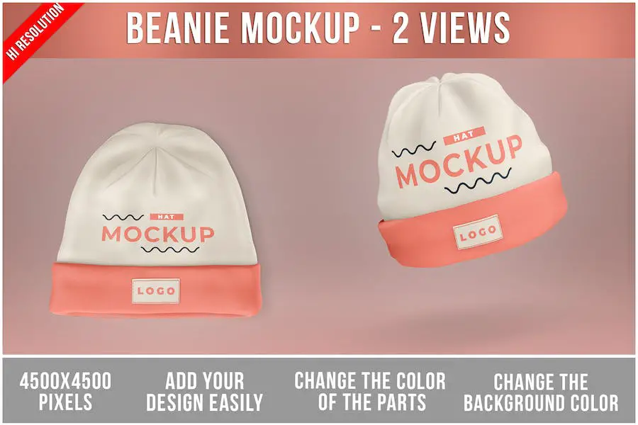 Beanie Knitted Hat Mockup - 