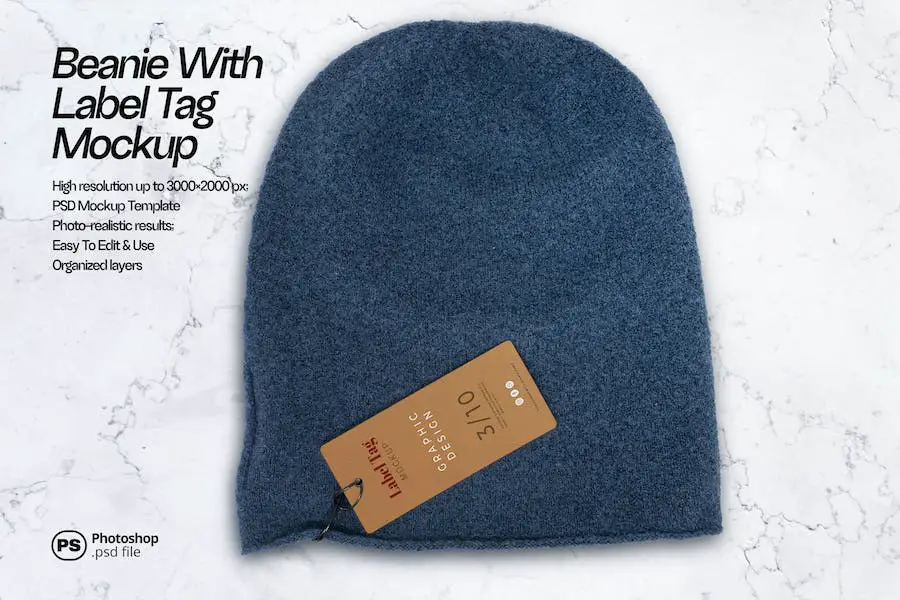 Beanie with Label Tag Mockup - 