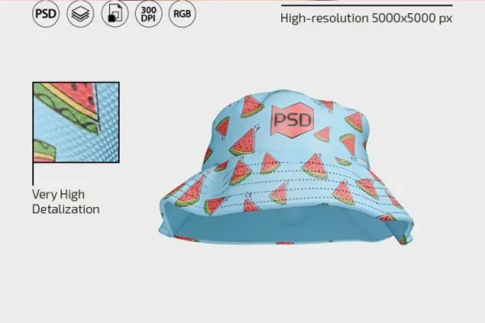 Free PSD Bucket Hat Mockup - 