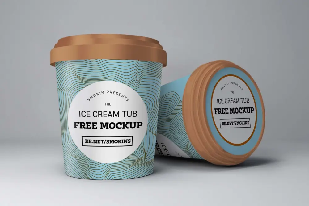Free Ice Cream Tub Mockup (PSD) - 
