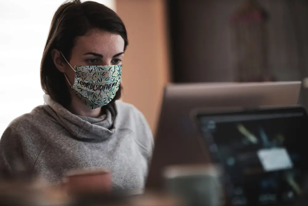 Working in Face Mask Mockup - 