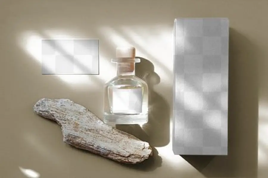 Perfume bottle mockup, aesthetic business branding, beauty product packaging psd - 