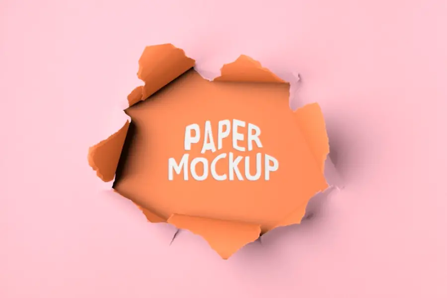 Torn paper mockup, ripped hole design psd - 