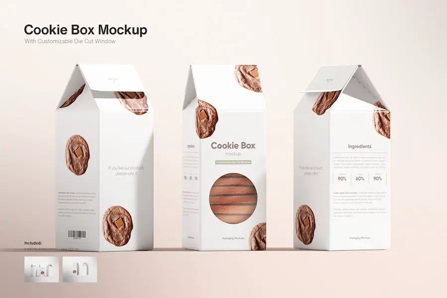 Cookie Box Mockup (Editable Die Cut Window) - 