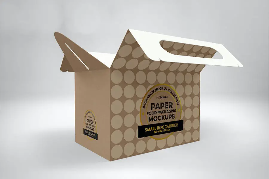 Small Cake Box Carrier Packaging Mockup - 