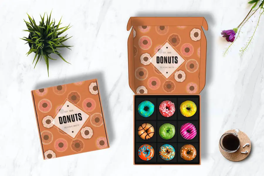 Cake & Donuts Box Mockup - 