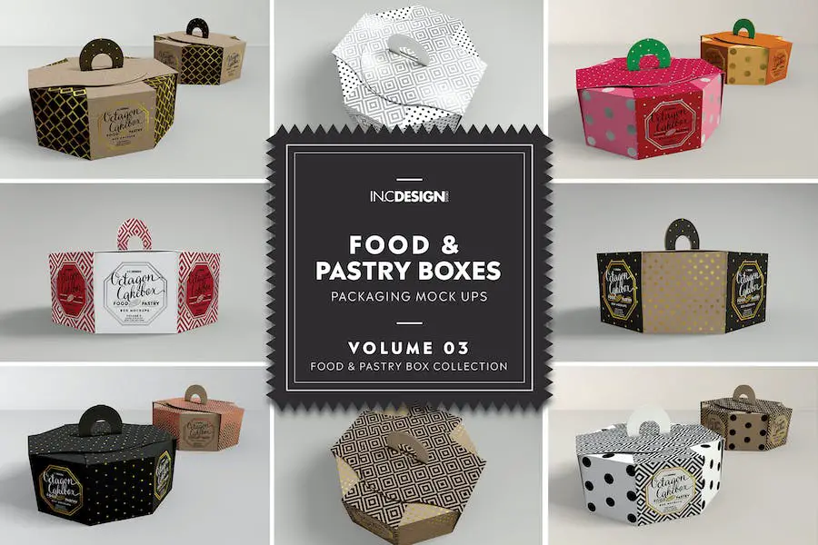 Food Pastry Boxes Vol.3: Packaging Mockups - 