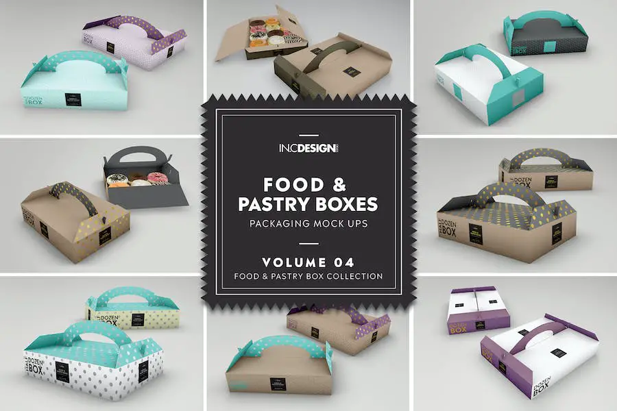 Food Pastry Boxes Vol.4: Packaging Mockups - 