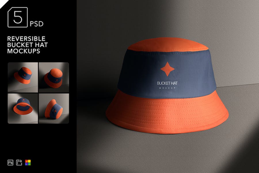 Reversible Bucket Hat Mockups - 