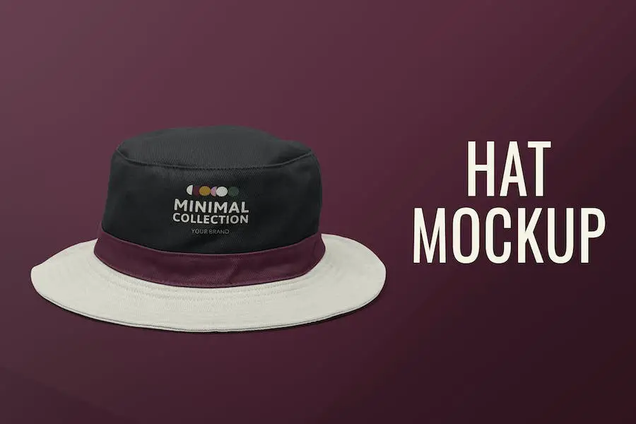 Editable bucket hat mockup psd apparel ad - 