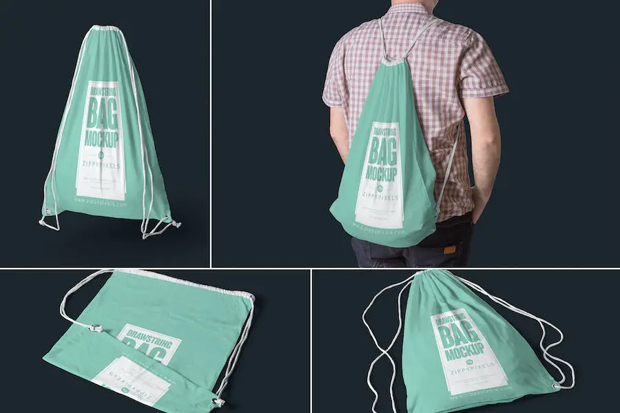 4 Drawstring Bag Mockups - 