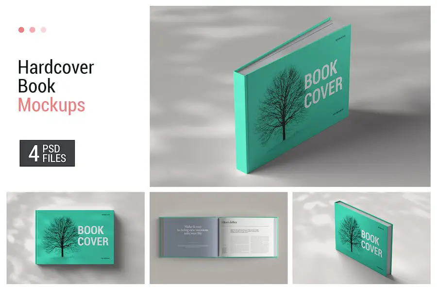Hard Cover Horizontal Book Mockup - 