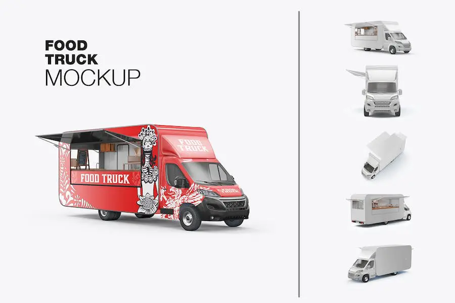 Set Food Truck Mockup - 