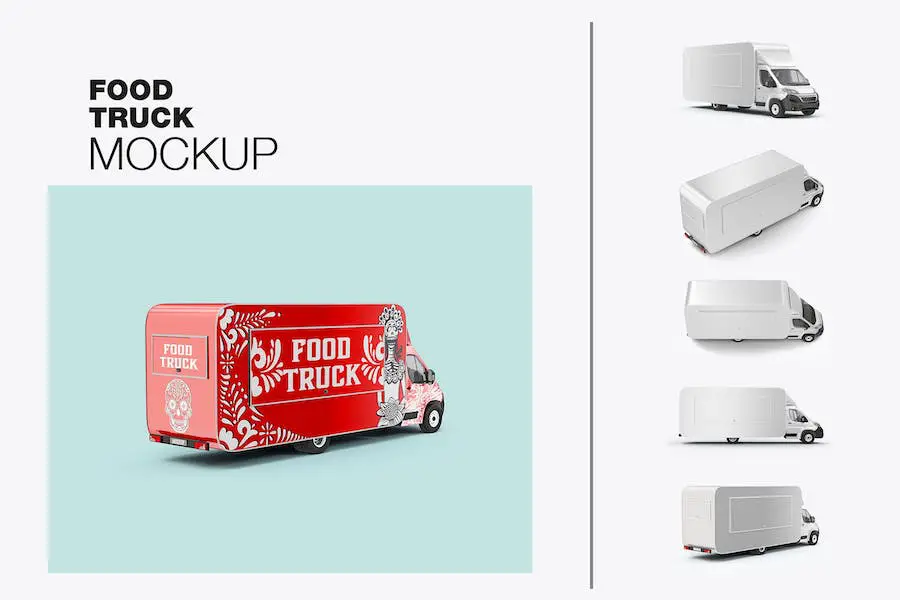 Food Truck Caravan Mockup - 