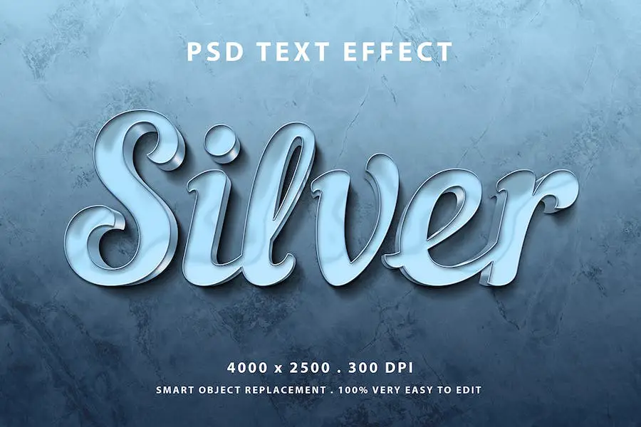 Silver glossy text effect - 