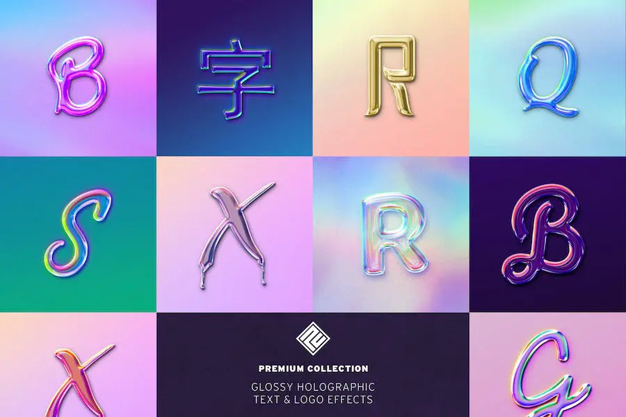 Glossy Holographic Text & Logo Effects - 