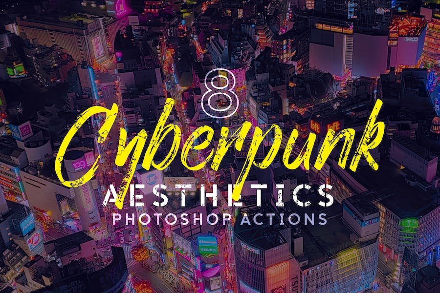 8 Cyberpunk Aesthetics Photoshop Actions and LUTs - 
