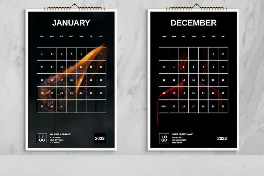 Dark Melancholy Wall Calendar 2023 Template - 