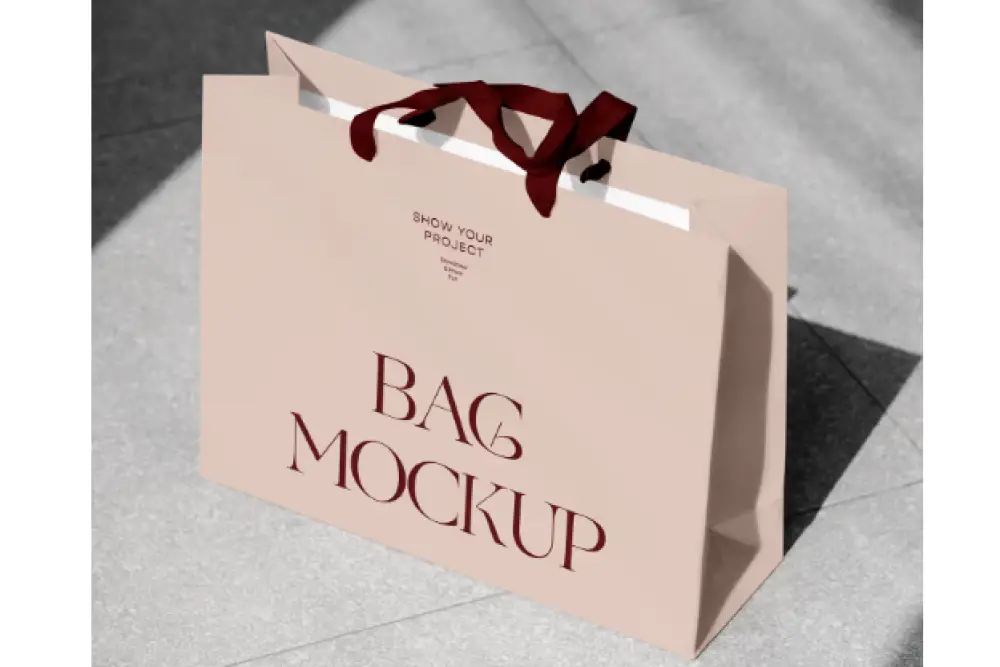 Shopping Bag on Street Mockup - 