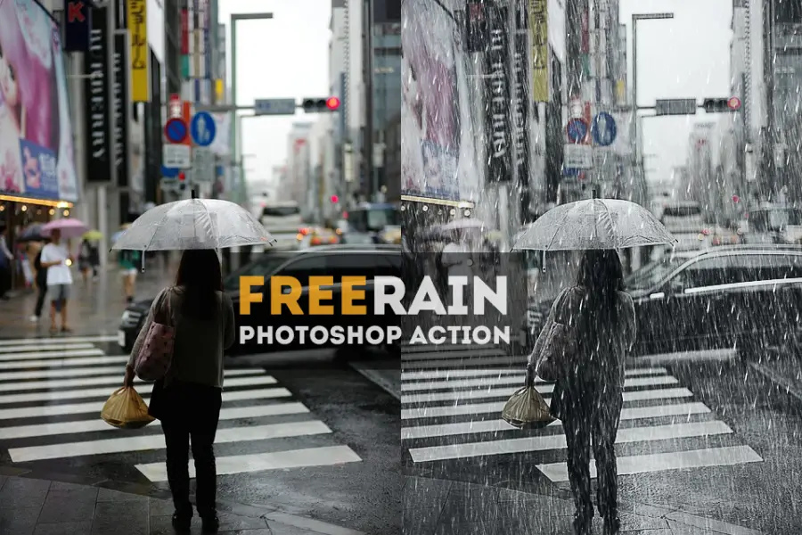 Rain Photoshop Free Action - 