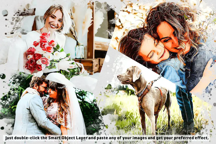 Watercolor Photoshop Actions - Psd Smart Object - 