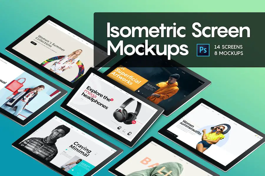 Isometric Screen Mockup - 