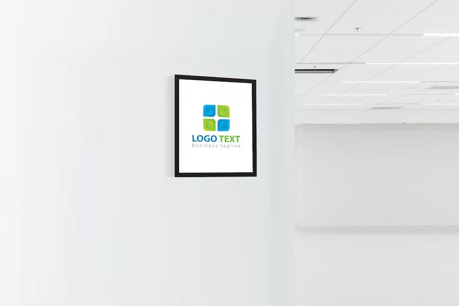 Square Office Wall Logo Mock Up - 
