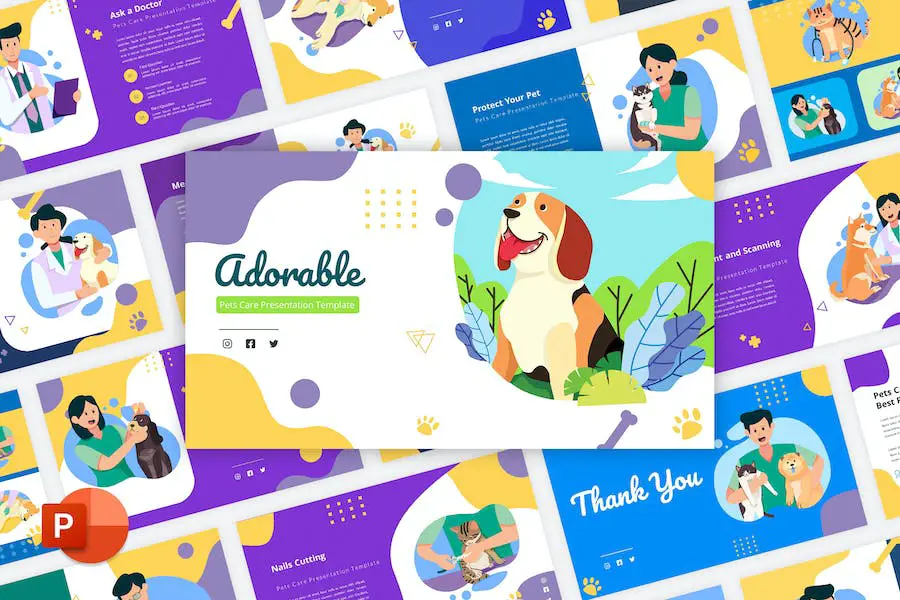 Adorable - Pets Care PowerPoint Template - 