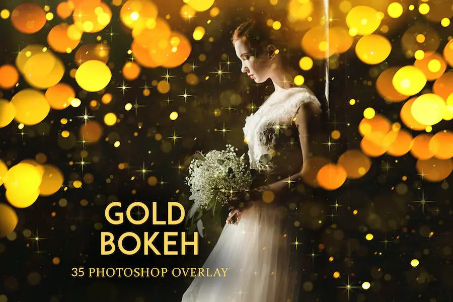 Gold Bokeh Photoshop Overlay Action - 