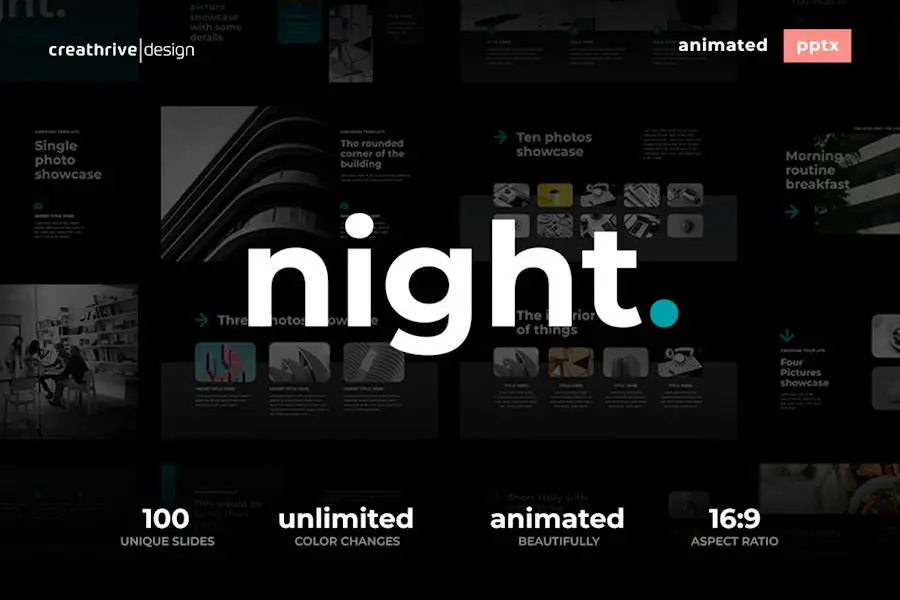 Night Animated PowerPoint Template - 