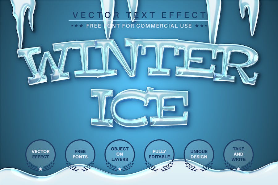 Winter Ice - Editable Text Effect, Font Style - 