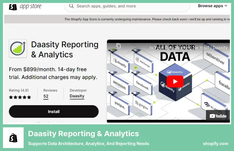 Daasity Reporting & Analytics - Supports Data Architecture, Analytics, and Reporting Needs